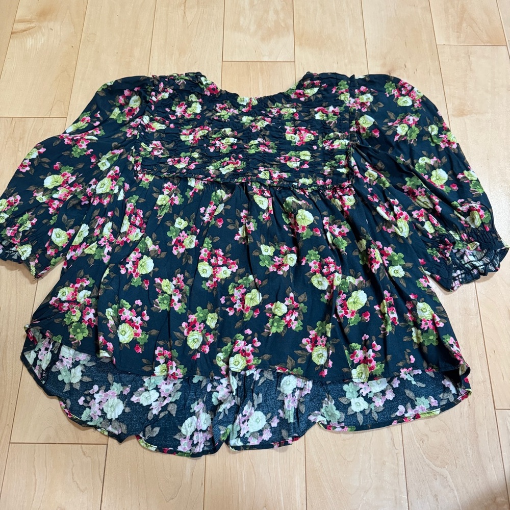 Zara Cropped Smocked Blouse